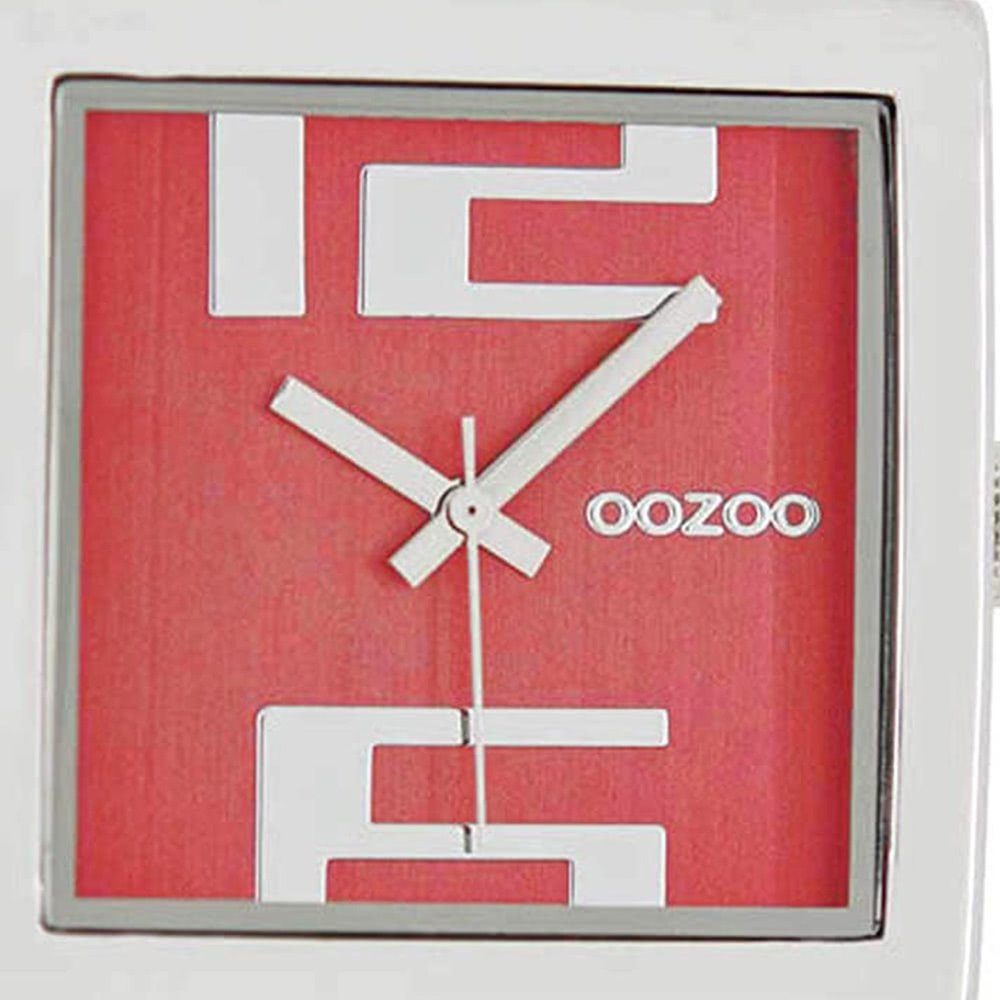 34mm) Oozoo Fashion-Style Damen Lederarmband, Armbanduhr Quarzuhr OOZOO Damenuhr mittel eckig, rot, (ca.
