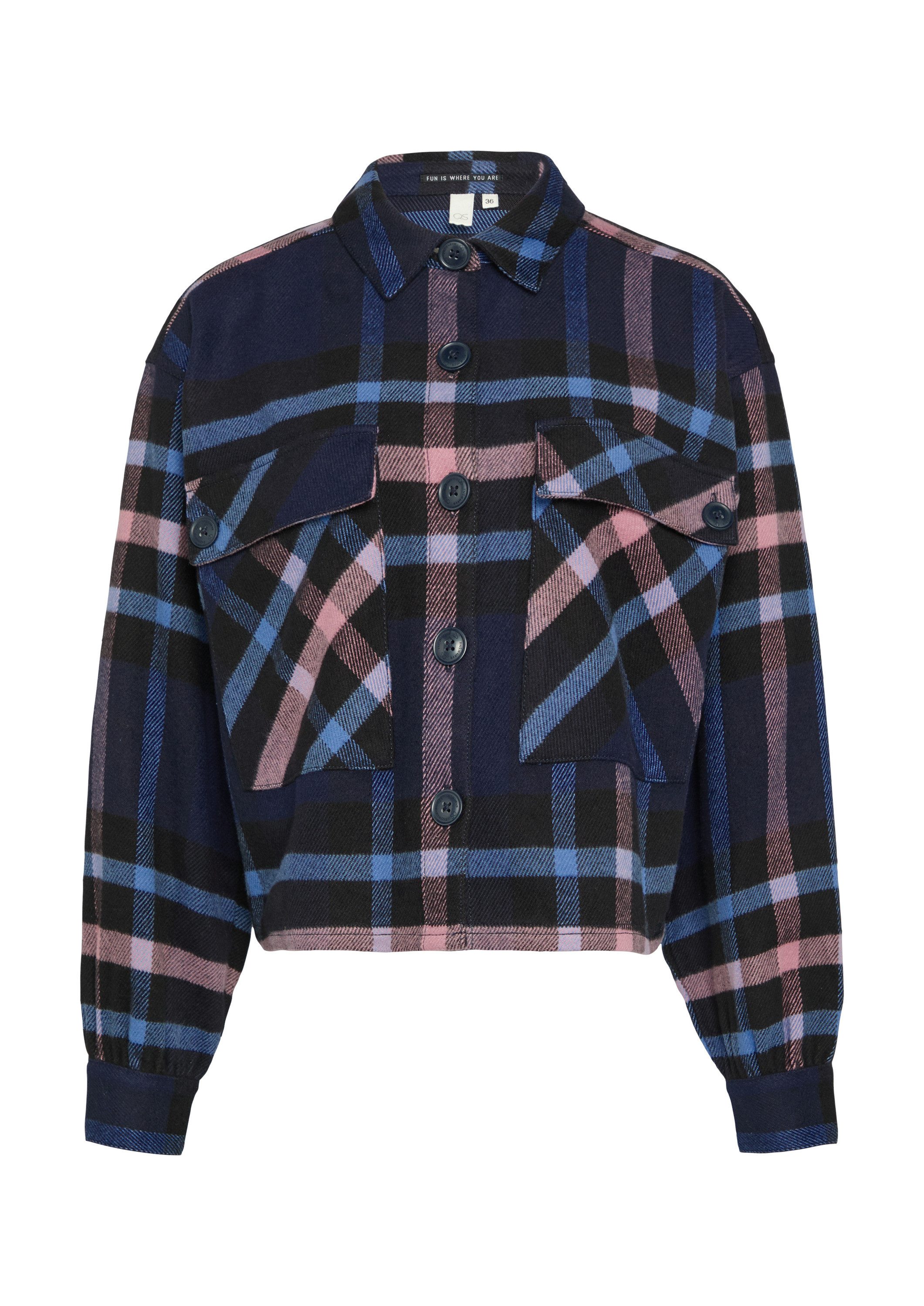 QS Langarmbluse Bluse Cropped Overshirt aus Flanell günstig online kaufen