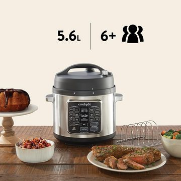 Crock-Pot Multikocher 14-in-1-Zubereitungsmöglichkeiten, DampfreinigerSchnellkochtopf & mehr, 1400,00 W, 5,06 l Schüssel, mit Vielseitiger Multifunktionskochtopf, präzise Temperatursteuerung