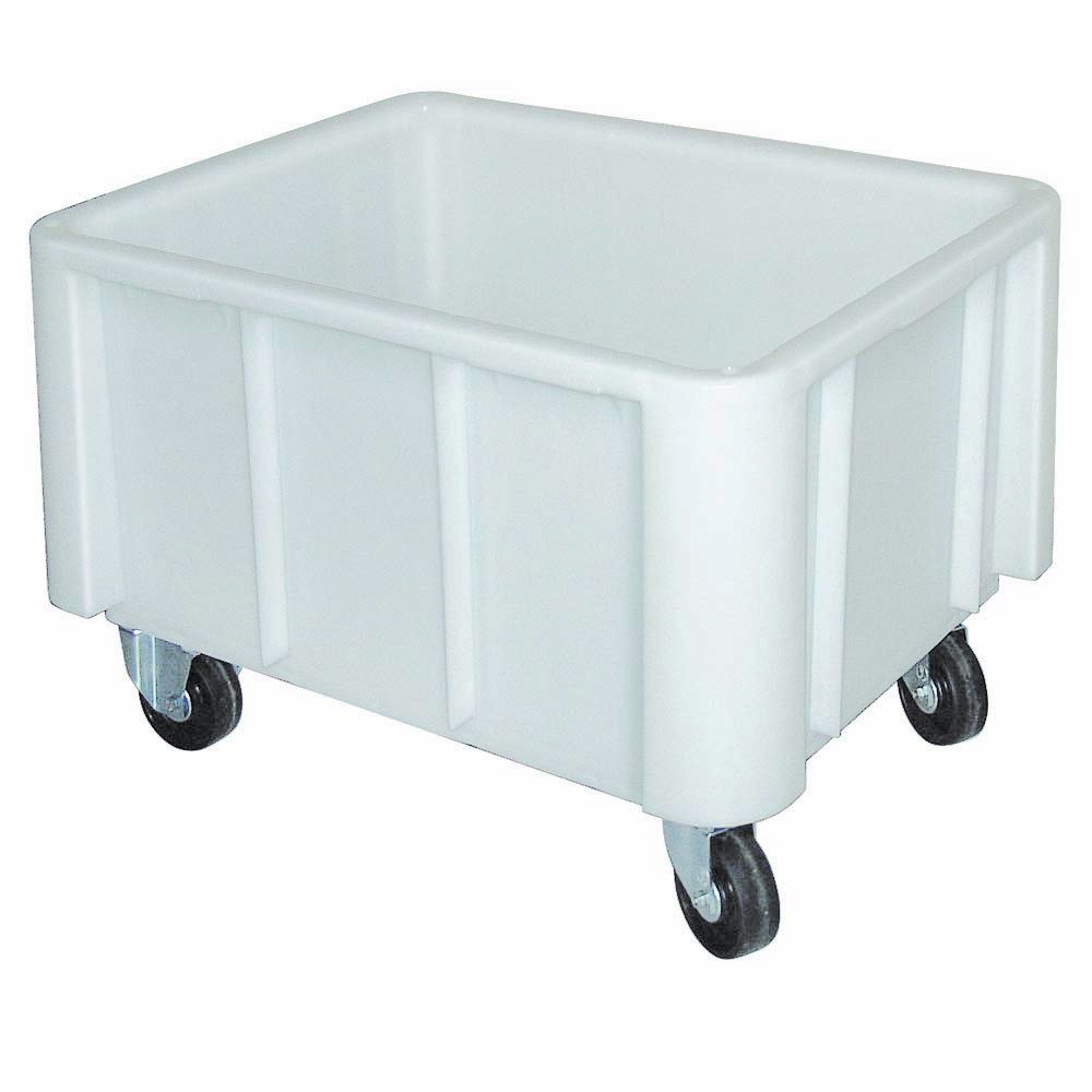 BRB-Lagertechnik Aufbewahrungsschüssel Großbehälter auf Rollen, weiß, Inhalt 140 Liter, LxBxH 800x600x550 mm, Polyethylen-Kunststoff, Ideal für den Einsatz in Lebensmittelbetrieben