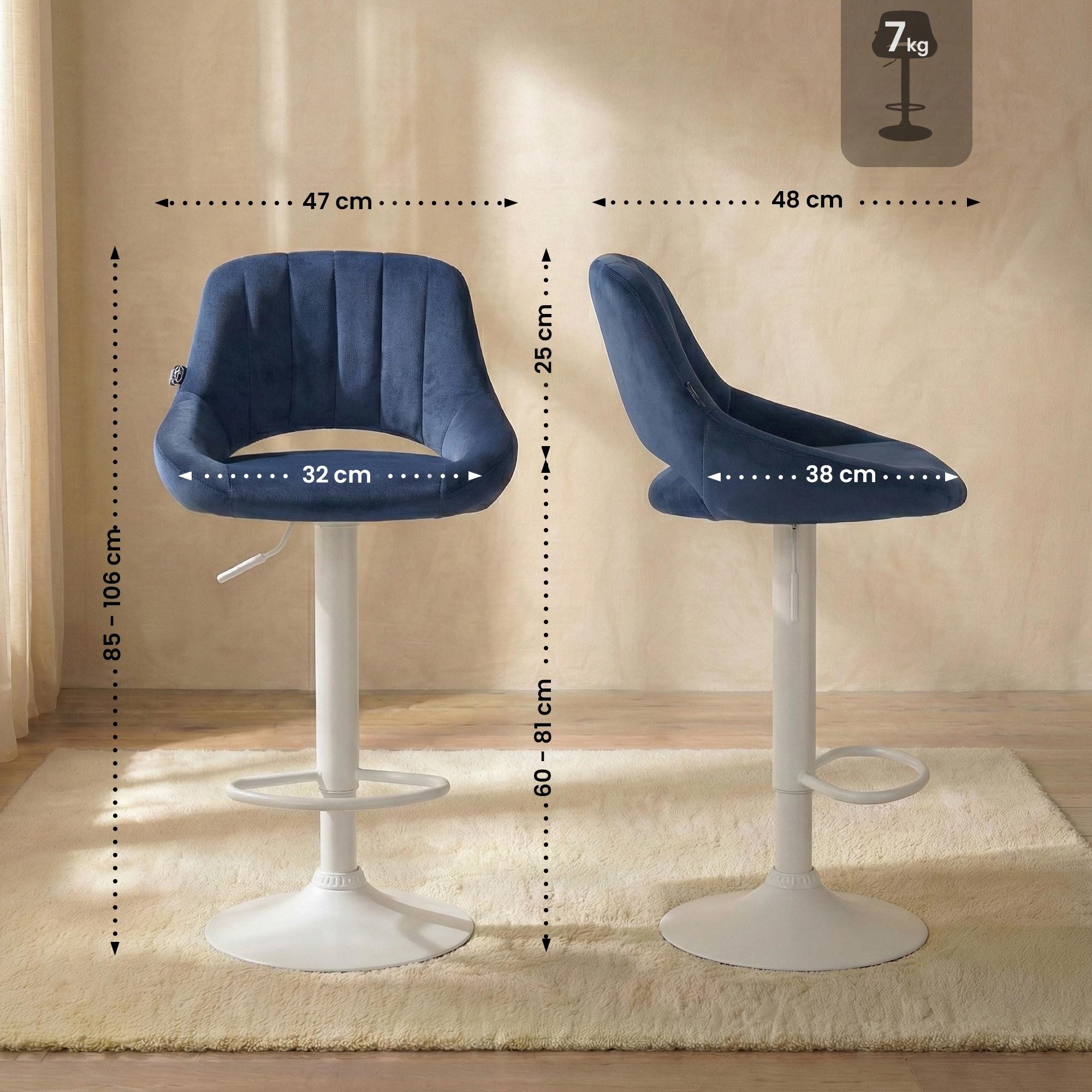 CLP Barhocker Milet (1er, 1 St., 1er), Samtbezug, höhenverstellbar und drehbar