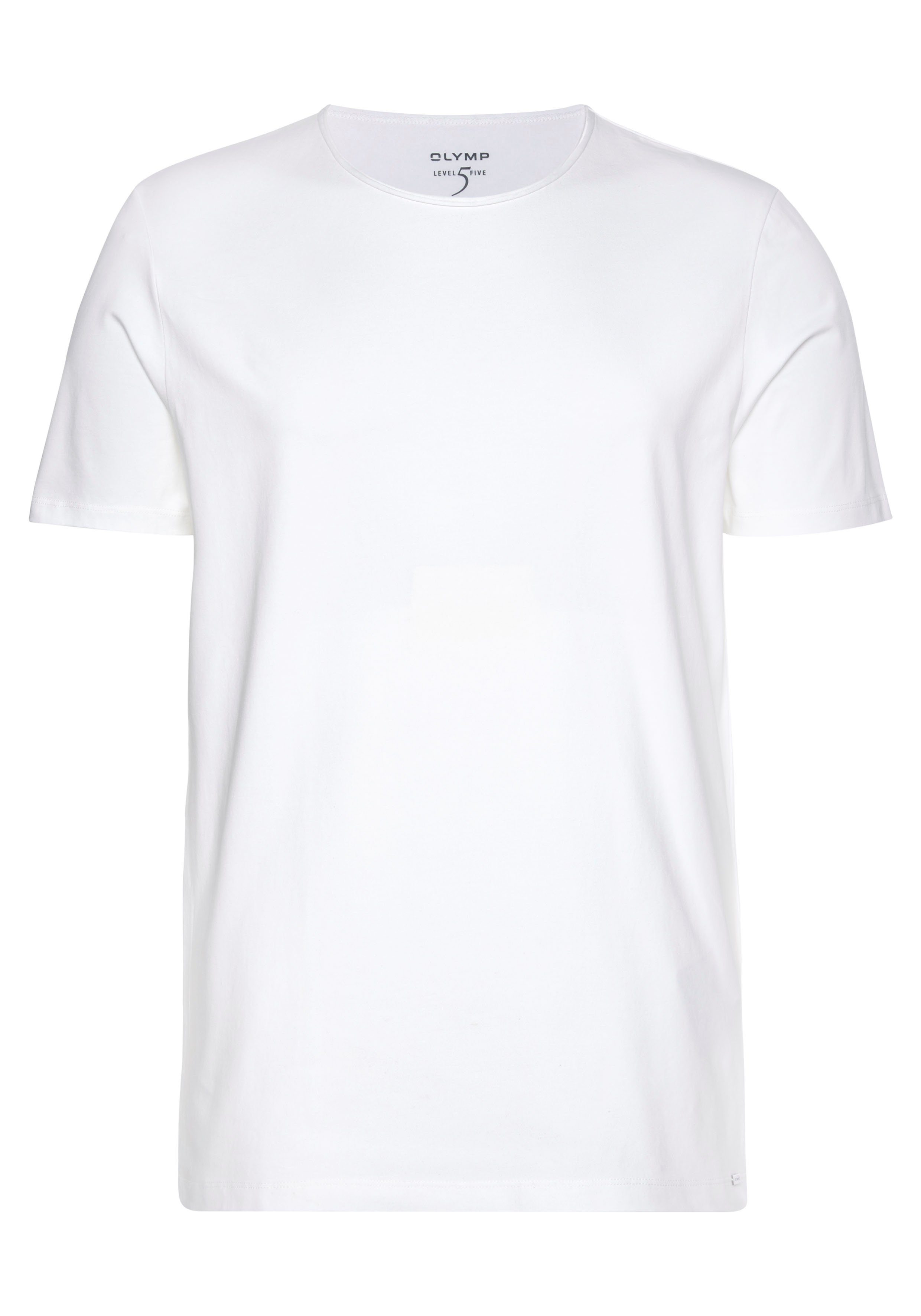 OLYMP T-Shirt weiß feinem body Five Jersey Level aus fit