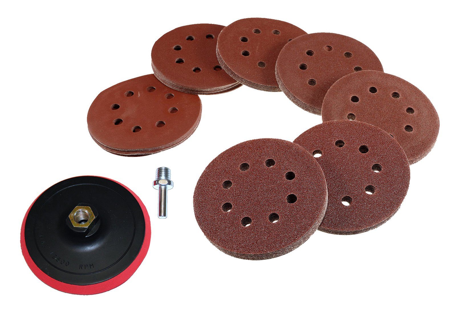 peveha24 Schleifscheibe 70 Schleifscheiben 125mm mit Klettschleifteller im Set