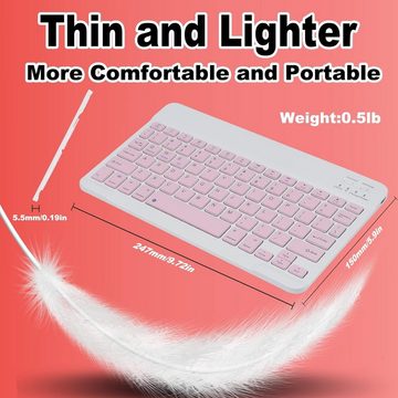 SRAYG Bluetooth Kabellos,Funk Mit 2.4GHz Tastatur- und Maus-Set, Mini Tastatur Ultra-Dünn Wireless Tastatur Maus Set für iPadMac,Laptop