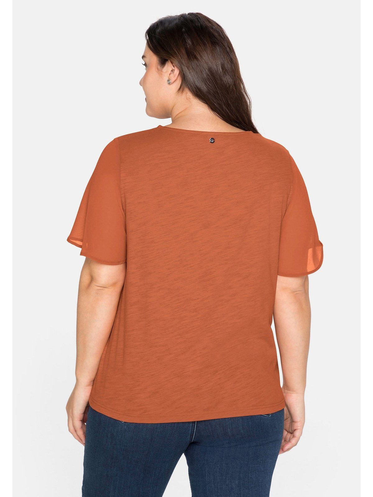 weiten Größen Sheego T-Shirt Ärmeln mit Frontdruck Große und
