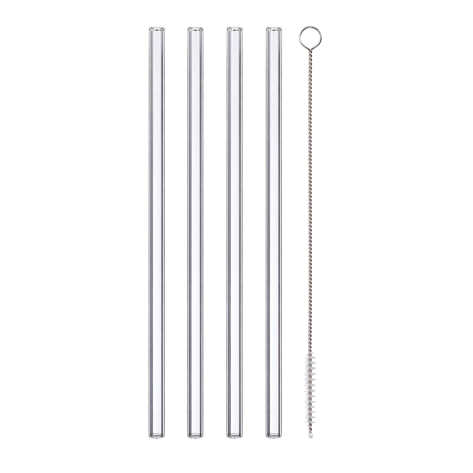 Trinkhalme Glas-Trinkhalm 4er Set mit Reinigungsbürste