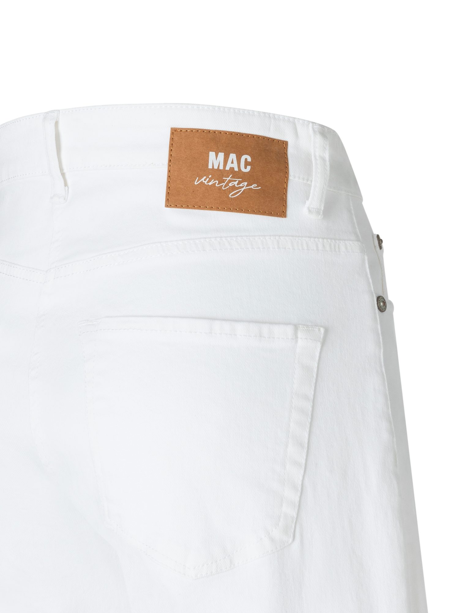 MAC Stretch-Hose weiß, Casual, Baumwolle, Unifarben, Weit, Mittel