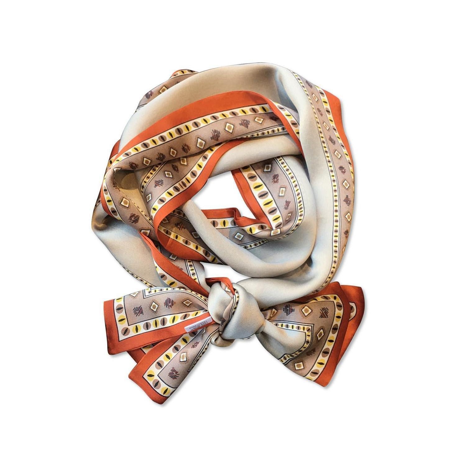 LuxusKollektion Seidenschal Seidenschal Skinny Orange Diamant Karo, (1-St)