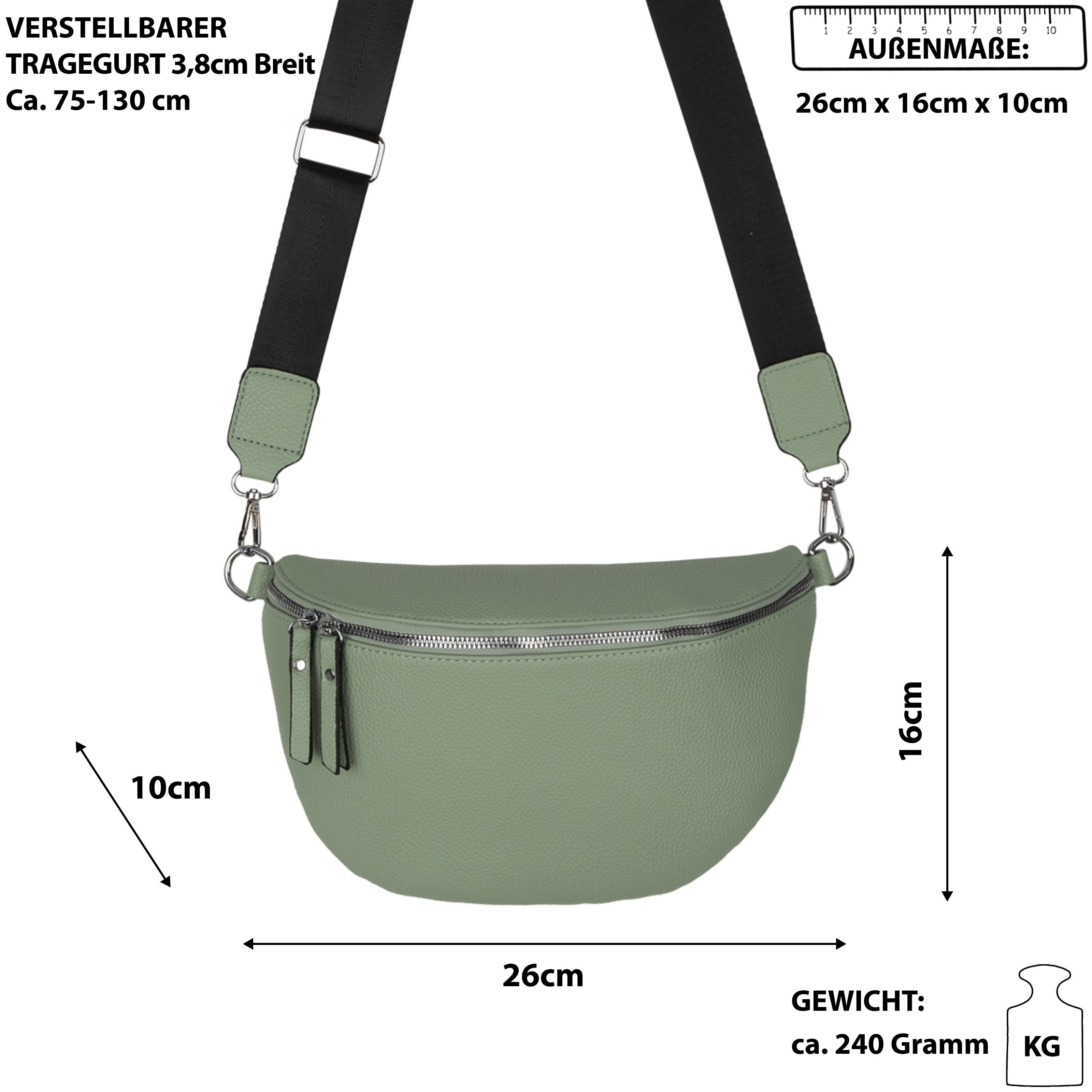 Hüfttasche Bauchtasche GREEN Gürteltasche CrossOver, Umhängetasche XL Schultertasche, tragbar als Italy, Kunstleder Crossbody-Bag Umhängetasche EAAKIE