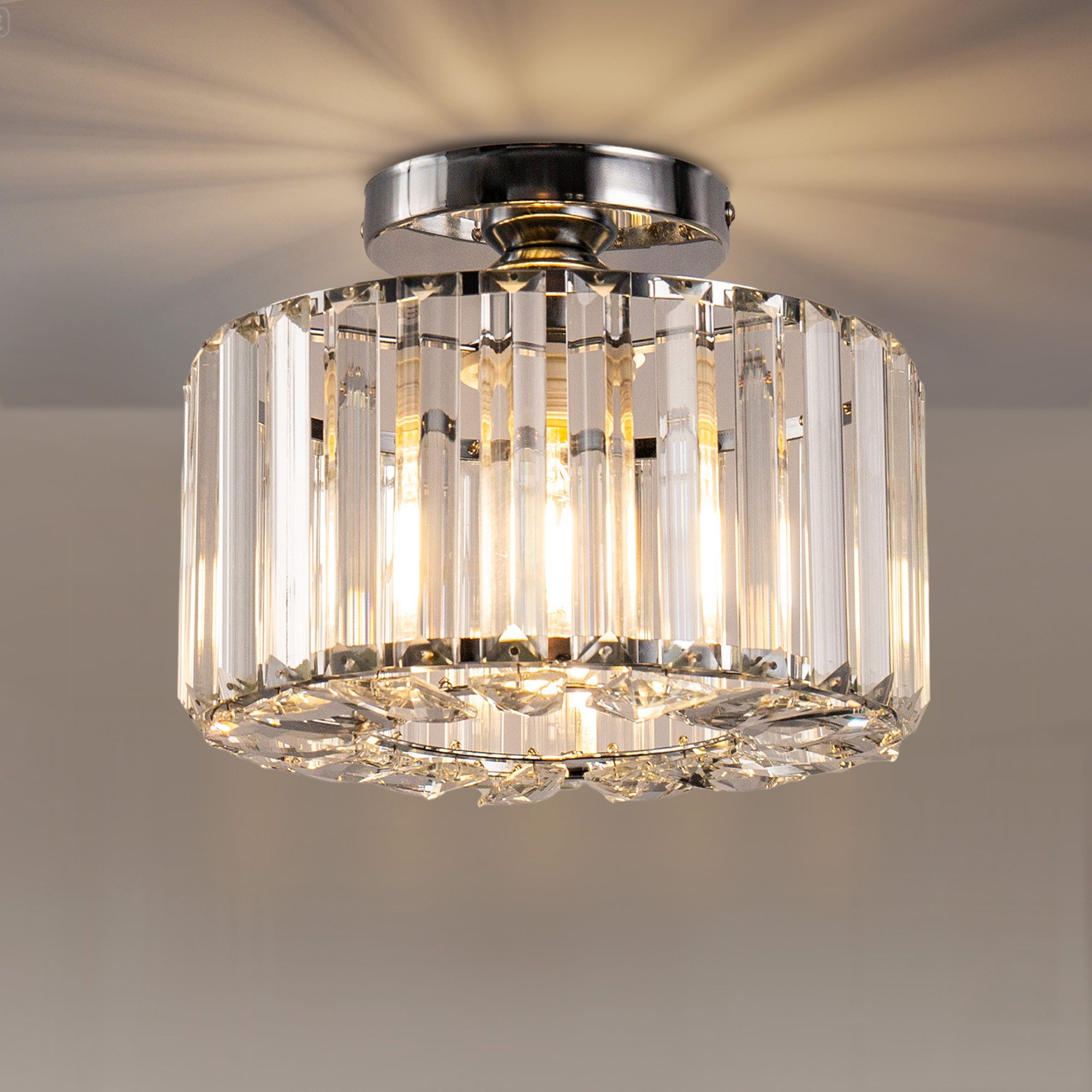 LOHAS-LED Deckenleuchte Moderne Kristall-Deckenleuchte mit zylindrischen Kristallelementen, ohne Leuchtmittel, E27 Fassung für 220V, einfache Montage für Wohnräume