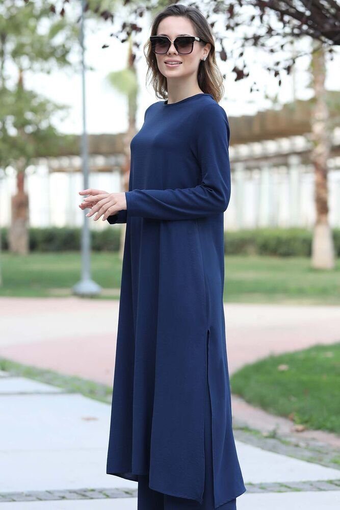 fashionshowcase Longtunika Damen Zweiteiler Set - Tunika & Palazzo-Hose Modest Fashion (SET, Zweiteiler) leichte und luftige Beschaffenheit