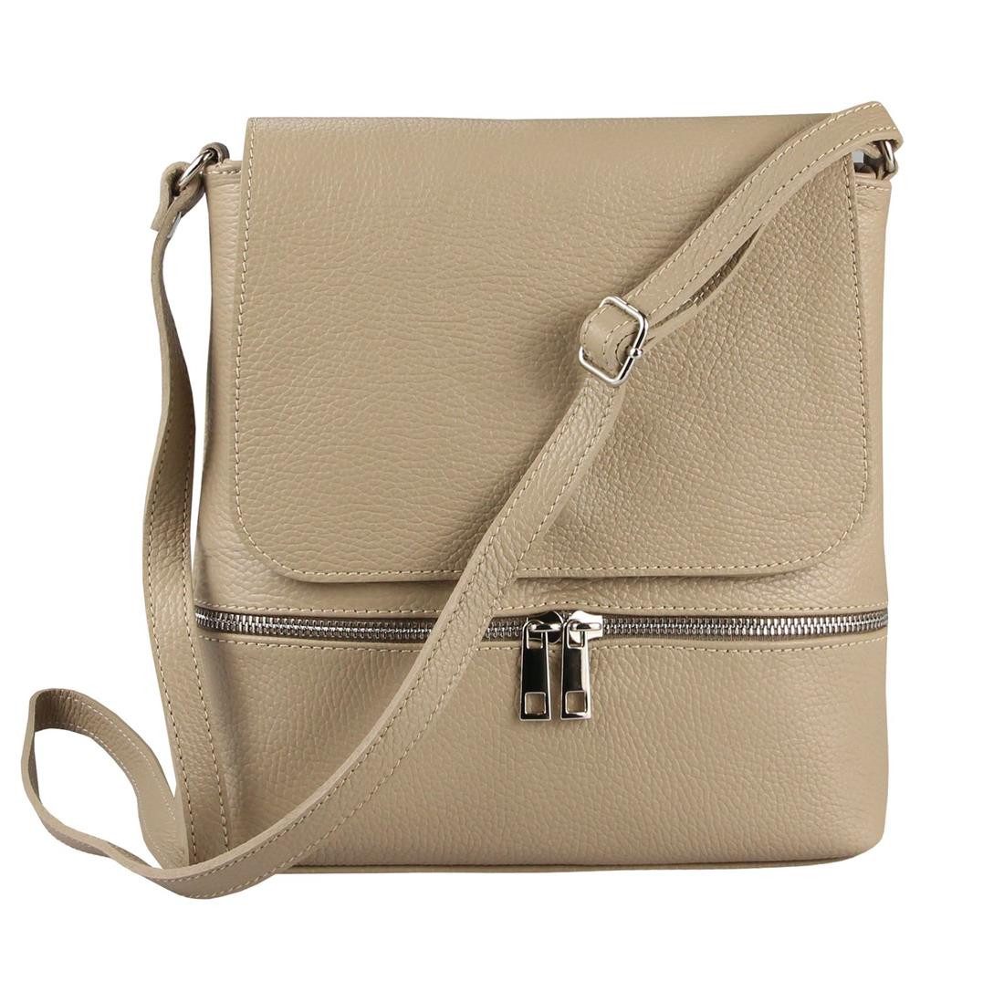 Schultertasche Made in Italy Damen Leder Tasche Messenger