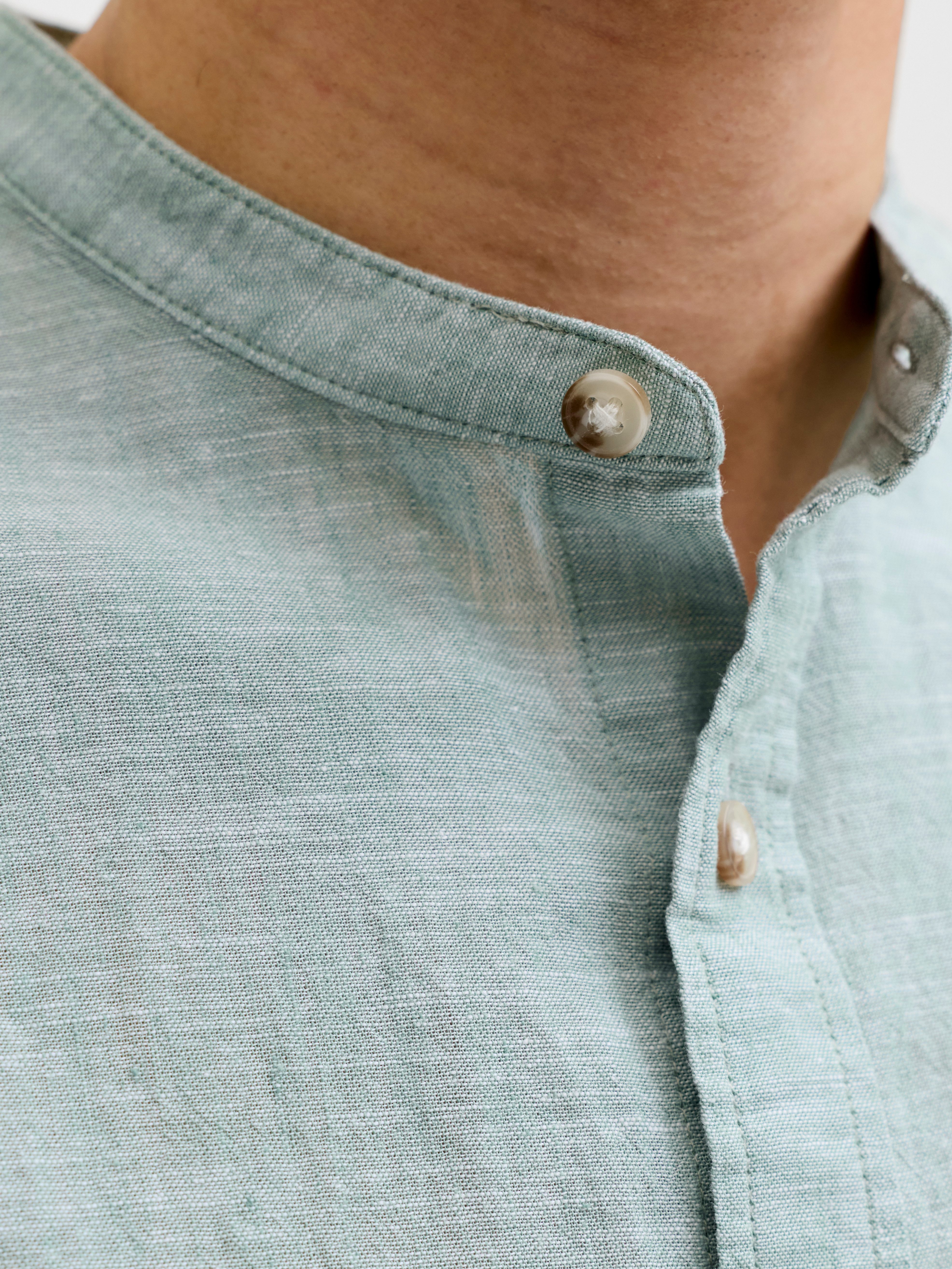 Jack & Jones Langarmhemd JJESUMMER LINEN BLEND BAND SHIRT L/S SN Baumwollmischung, regular fit