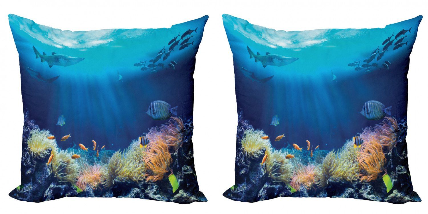 Kissenbezüge Modern Accent Doppelseitiger Digitaldruck, Abakuhaus (2 Stück), Unterwasser- Verschiedene Fischwasser