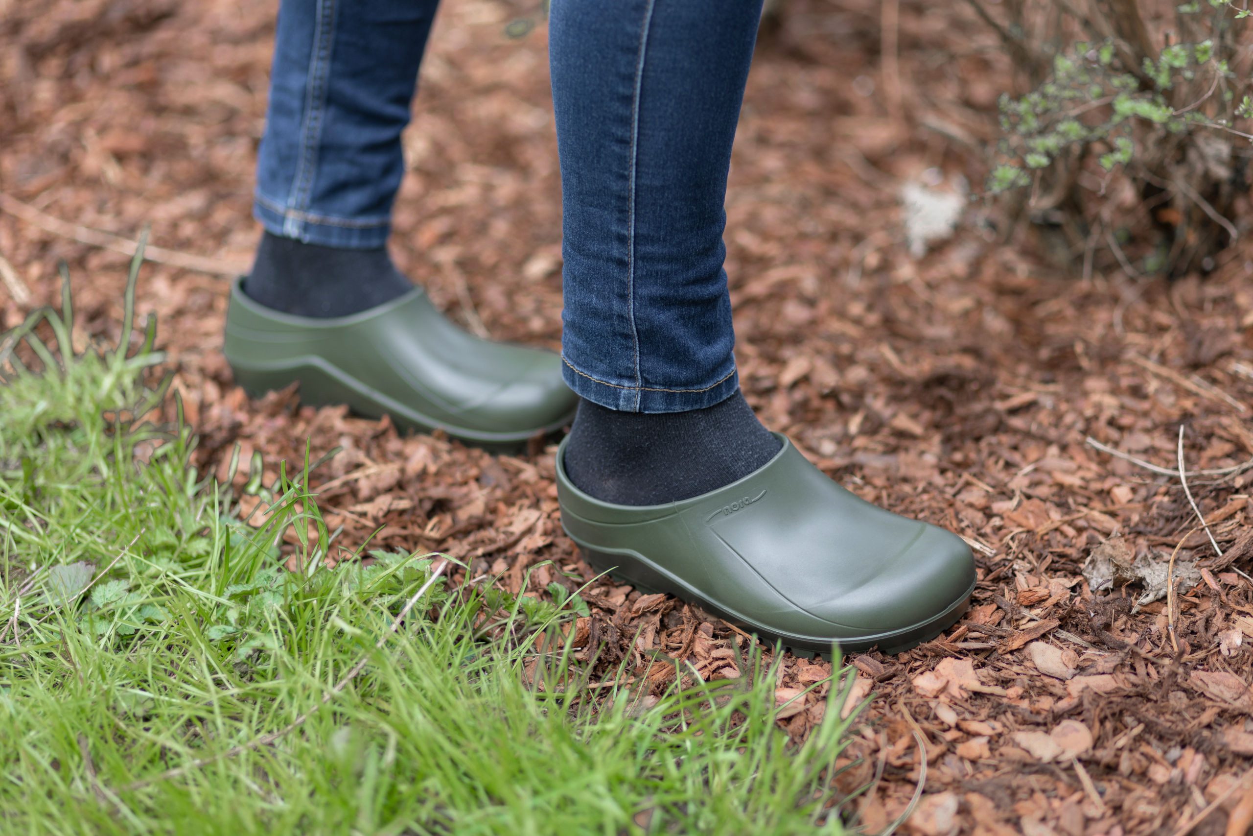 Nora PU-Clog COMFY Garten Freizeit Beruf Clogs ELASTOPAN Gummistiefel herausnehmbares, antibakterielles Fußbett