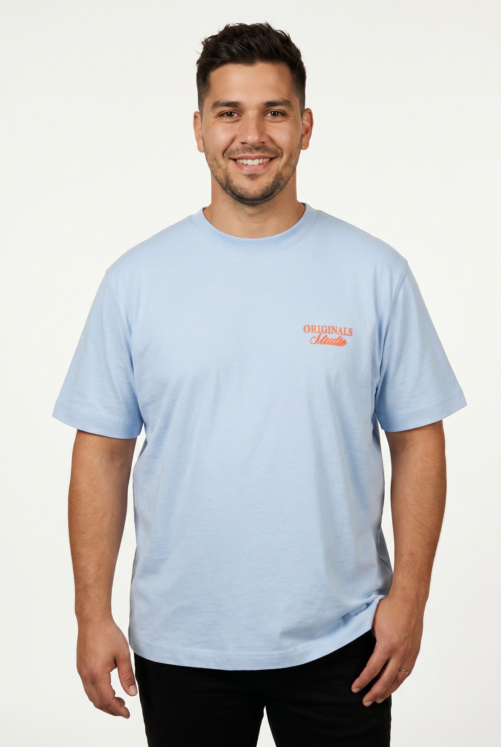 Jack & Jones PlusSize Kurzarmshirt JORNORREBRO TYPO TEE SS CREW NECK PLS Baumwolle, regular fit