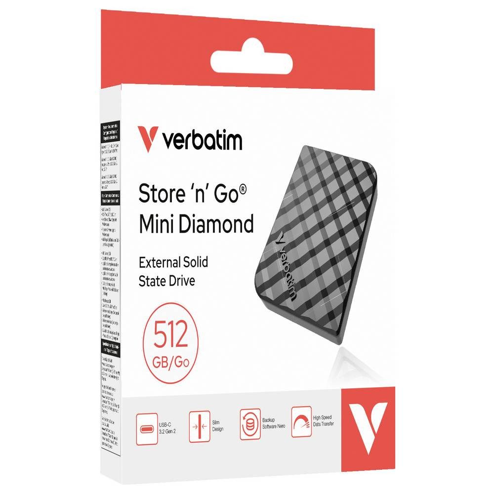 Verbatim Store 'n' Go Mini 512 GB Externe SSD Schwarz 32024 externe SSD (512 GB), PC/Mac