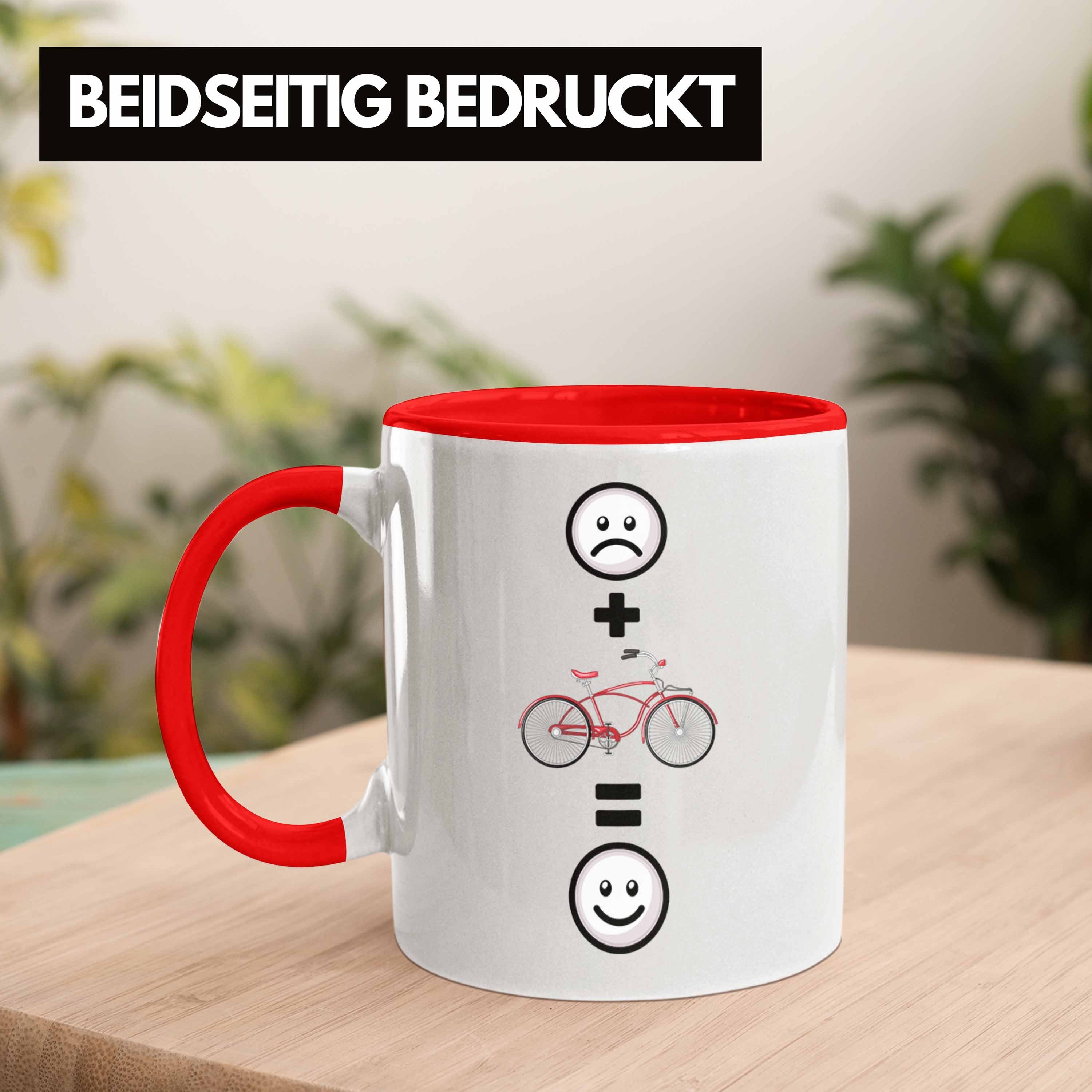 Trendation Tasse Fahrrad Geschenk Tasse für Lustige Fahrradfahrer :(Fah Geschenkidee Rot