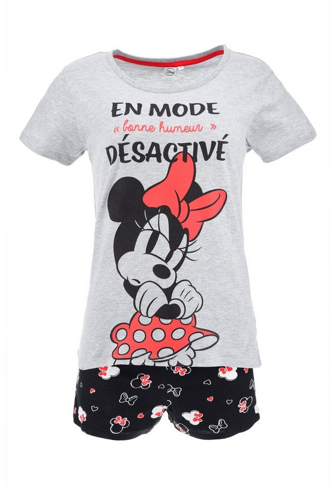 Disney Minnie Mouse Shorty Damen Frauen Sommer-Pyjama T-Shirt und Shorts  Set kurz (2 tlg), Bequeme und legere Schlafhose passend zum