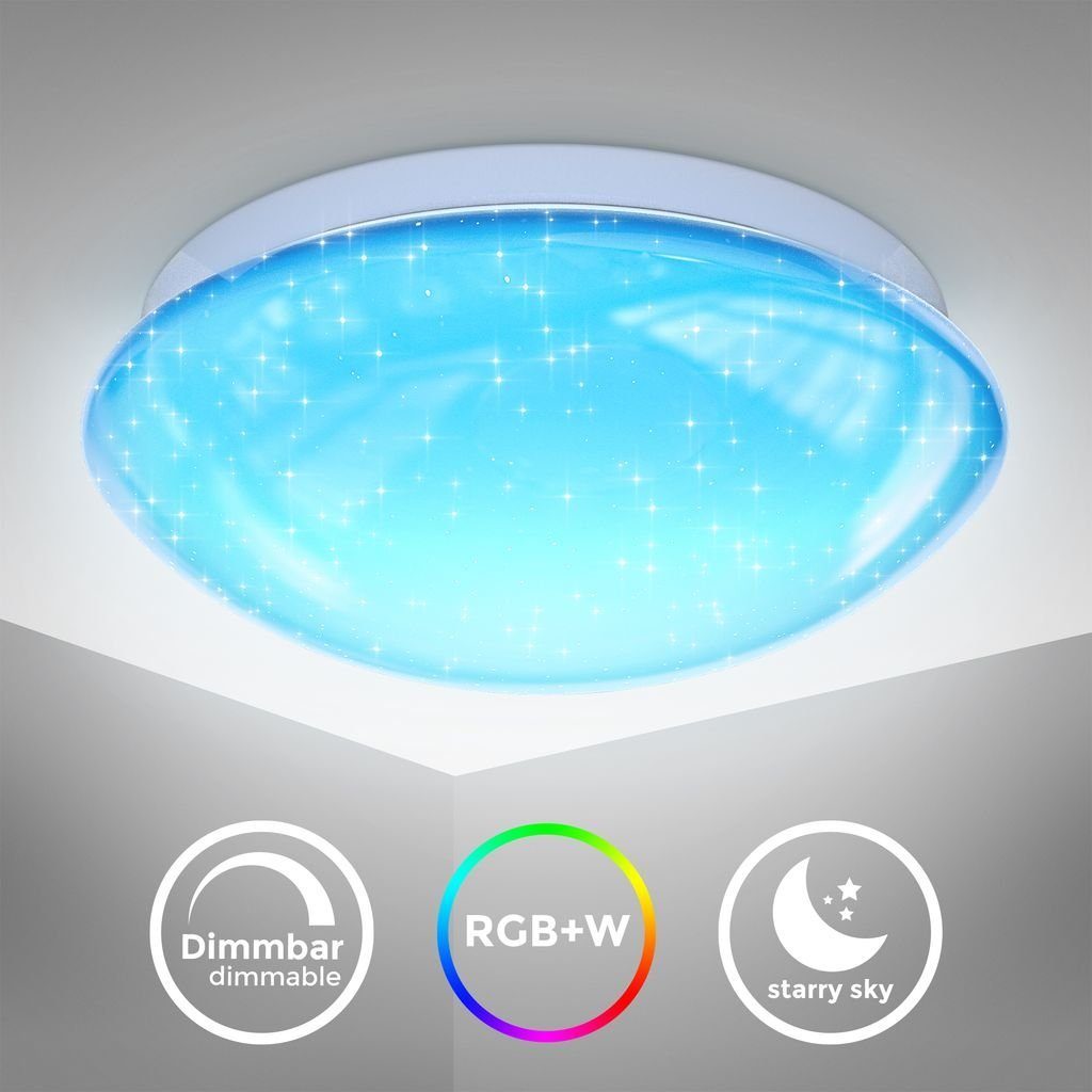 LED RGBW B.K.Licht 25,5cm 10W Deckenleuchte fest Fernbedingung Sternenhimmel Farbwechsel LED integriert, Nachtlichtfunktion, - Deckenlampe Dimmfunktion, BKL1317, Warmweiß, Durchmesser
