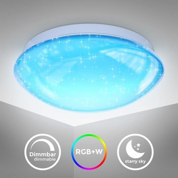 B.K.Licht Deckenleuchte LED Deckenlampe 10W RGBW Sternenhimmel - BKL1317, Dimmfunktion, LED fest integriert, Warmweiß, Farbwechsel Fernbedingung Nachtlichtfunktion, 25,5cm Durchmesser