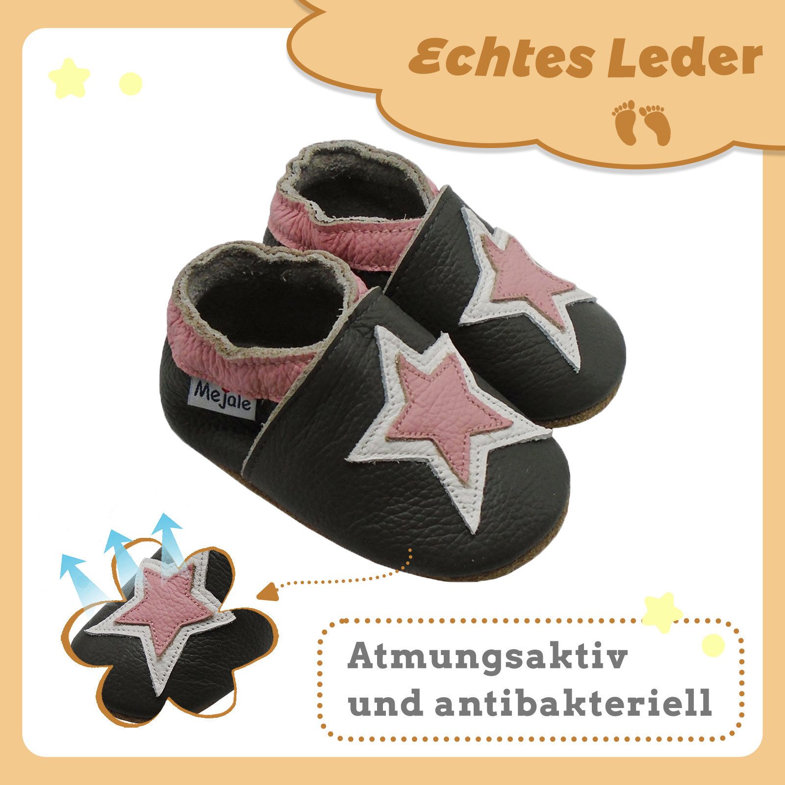 Mejale Weiche Leder Пинетки  Ходунки 100% Leder Hausschuh Rutschfestes