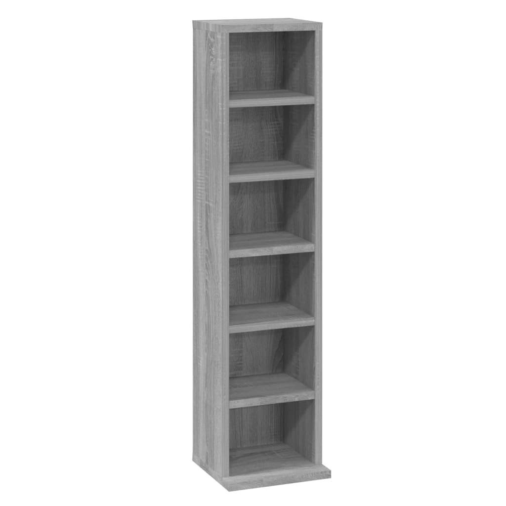 vidaXL Regal NA CD-Regal Grau Sonoma 21x20x88 cm Spanplatte Mediaaufbewahrung