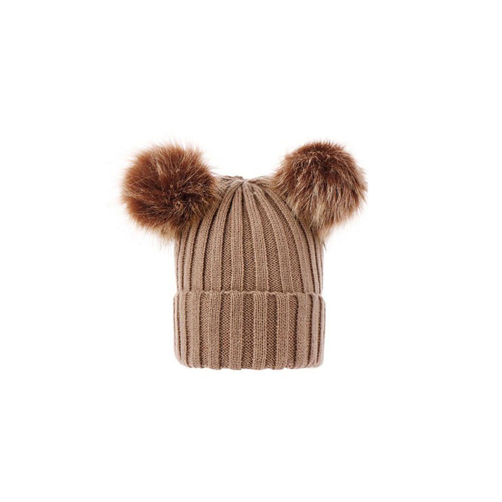 Strickmütze Khaki Parent-Child CTGtree Bommel Beanie mit warmem Mütze Winter Damen