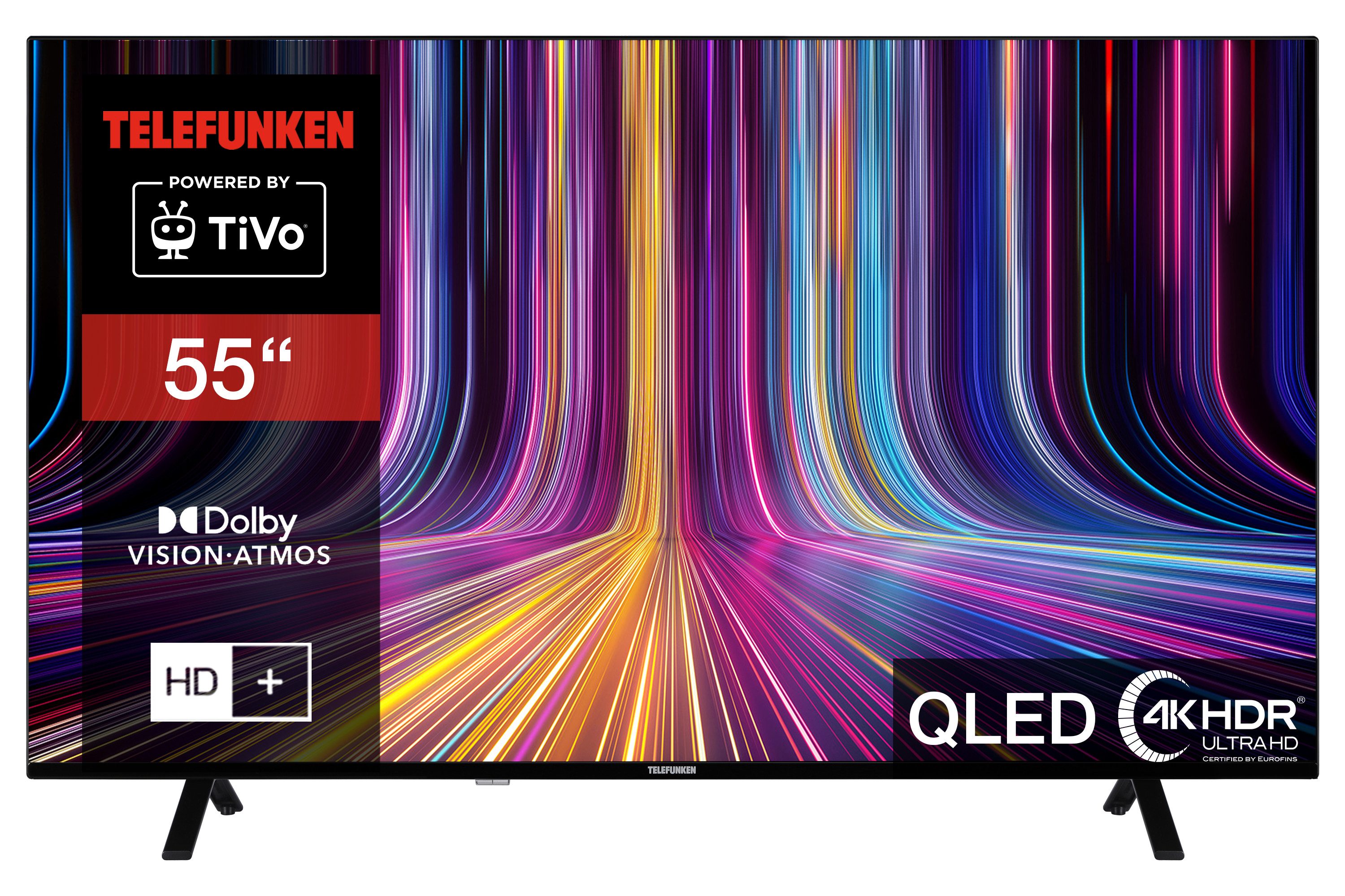 Telefunken QU55TO750S QLED-Fernseher (139 cm/55 Zoll, 4K Ultra HD, TiVo Smart TV, TiVo Smart TV, HDR Dolby Vision, Dolby Atmos, HD+, Triple-Tuner)