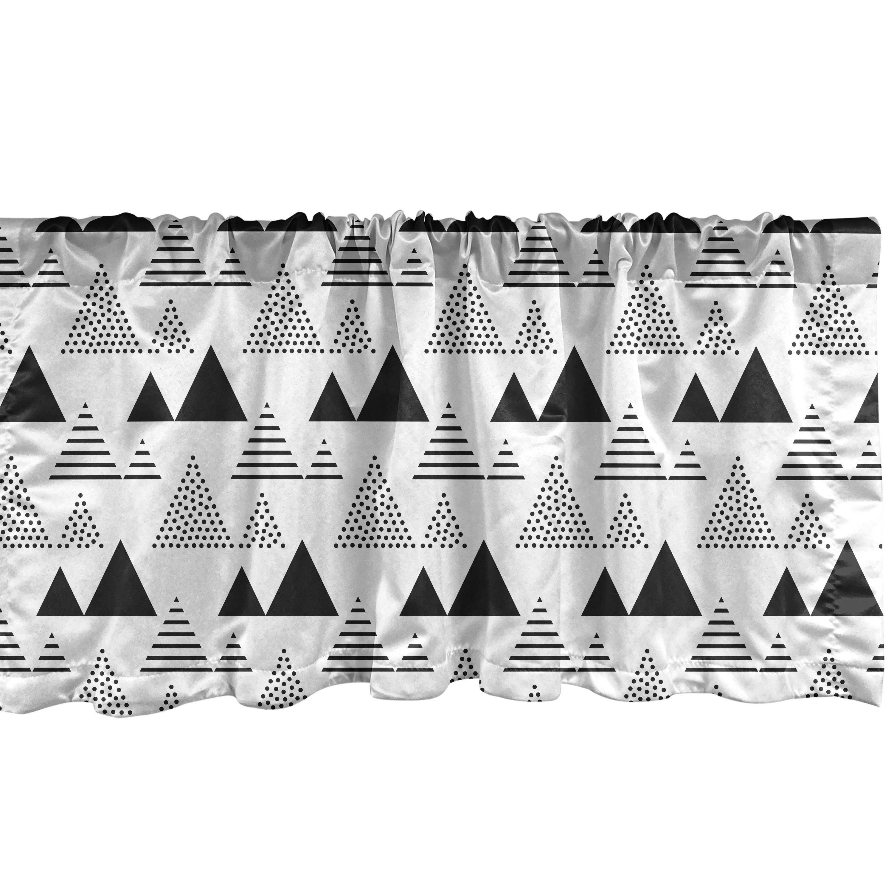 Scheibengardine Vorhang Volant für Küche Schlafzimmer Dekor mit Stangentasche, Abakuhaus, Microfaser, Abstrakt Gepunktete Gestreifte Triangles