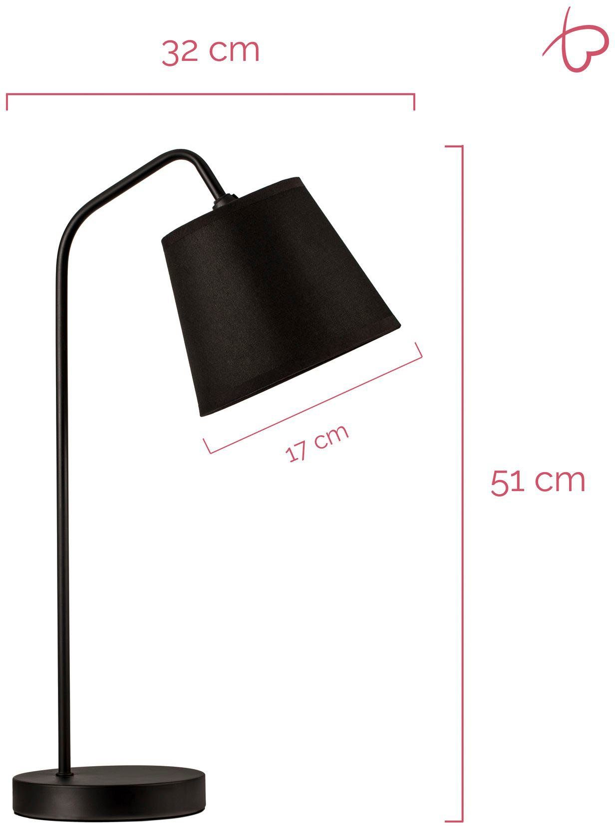 Pauleen Schreibtischlampe True Elegance, E14, Stoffschirm Schwarz Leuchtmittel, ohne