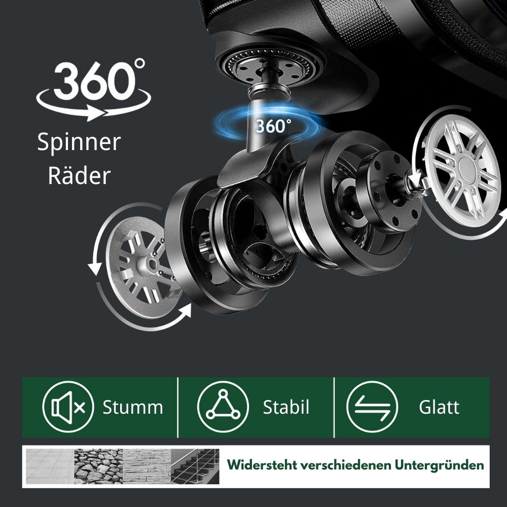 FCH Hartschalen-Trolley, 4 Rollen, Hartschalenkoffer L,Koffer 360° Leichtlauf, Dunkelgrau