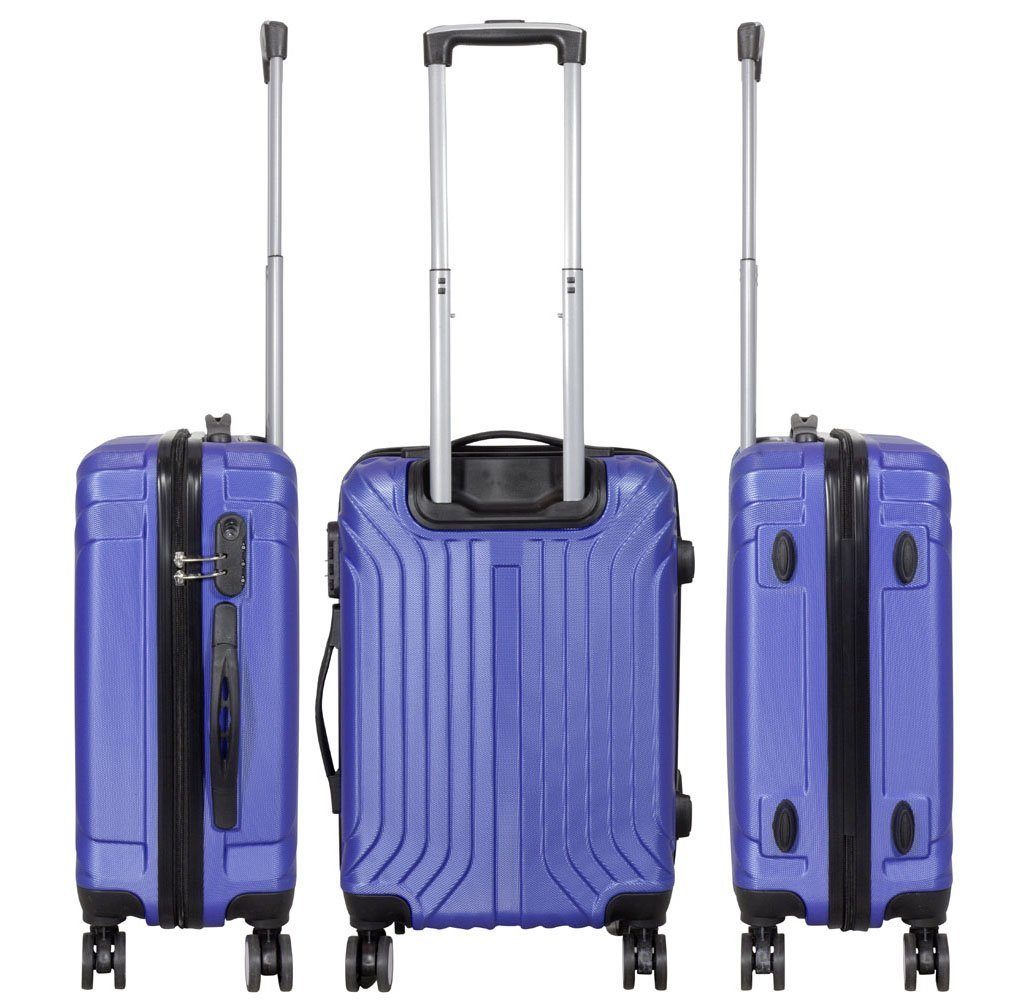 Flugzeugkoffer leicht & 360° Hartschale MONOPOL® 3er Stabilität extra blau Zahlenschloss & Rollen & Set Reisekoffer Kabinentrolley, Trolley Hartschalen-Trolley