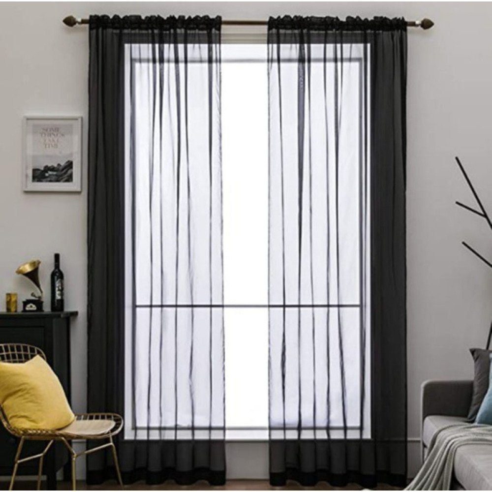 Schlafzimmer Semi Sheer Gardine Curtain Curtains Schwarz(100*250), LENBEST, (2 St) Panels Voile