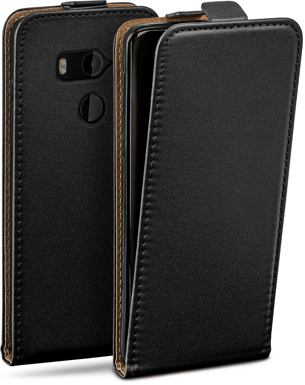 moex Handyhülle für HTC U11 Plus Hülle Klappbar Flip Case Schwarz 6 Zoll, 360 Grad Schutz Handytasche Leder Optik PU Lederhülle Cover Klapphülle