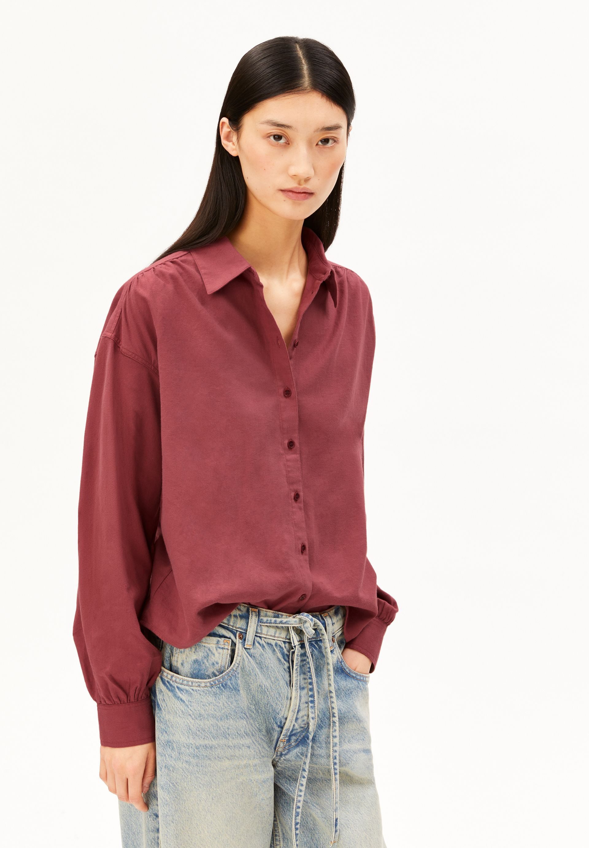 Armedangels Langarmbluse EFINARAA FLANNEL Bluse aus 100% Bio-Baumwolle Loose Fit