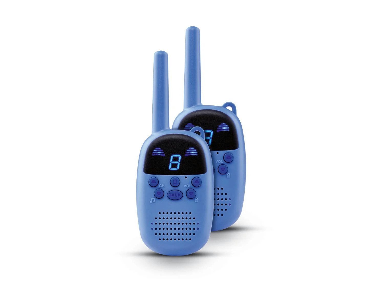 SilverCrest Walkie Talkie Silvercrest Kinder Walkie Talkie Set Funk Funkgerät bis 8km, (2-St., 2x Walkie-Talkies, 2x Gürtelklemmen, 6x AAA (LR03) Batterie), Tastenverriegelungs-Funktion (Key-Lock)