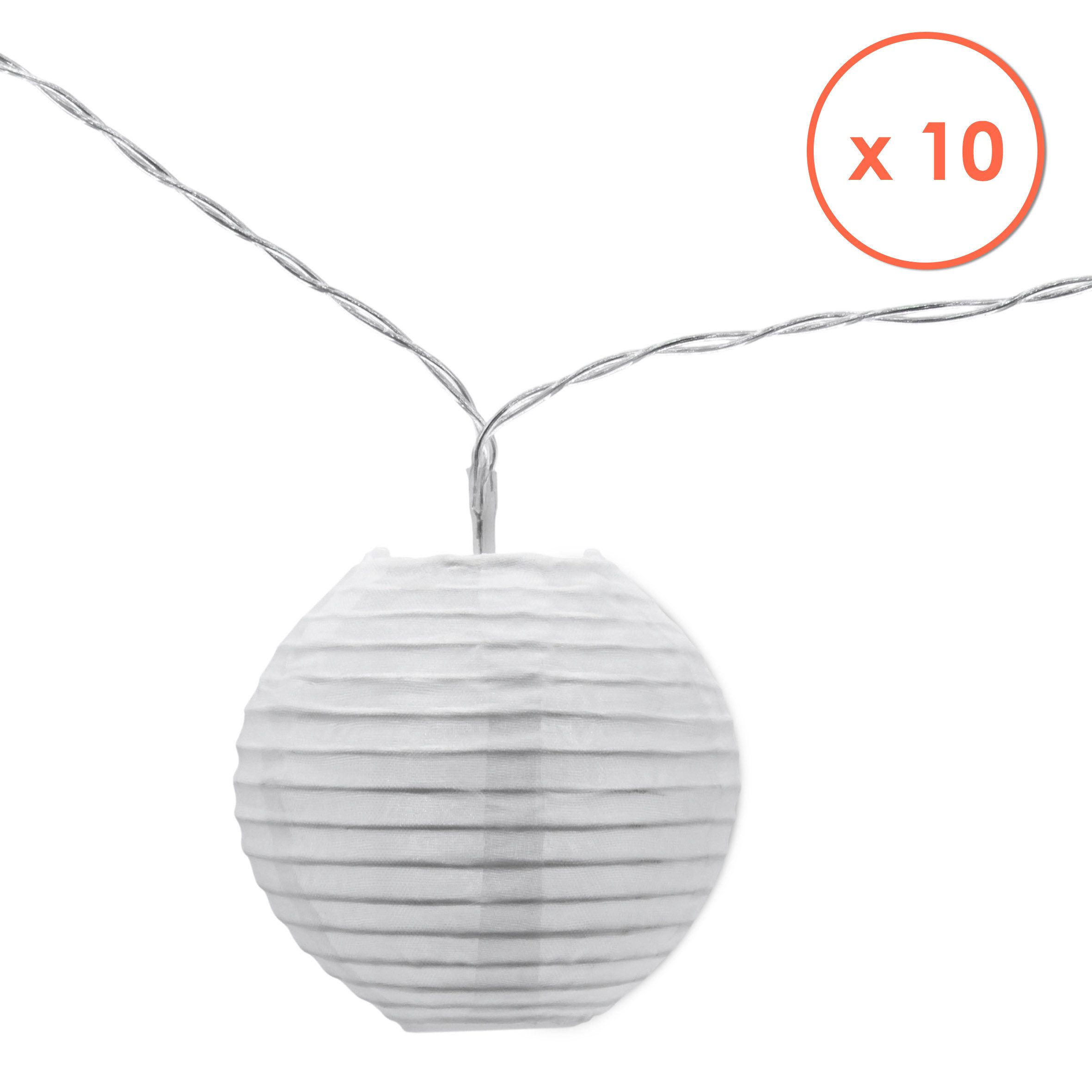 Spetebo LED-Girlande Solar Beleuchtung 10 Lampions - weiß, 10-flammig, solar betrieben