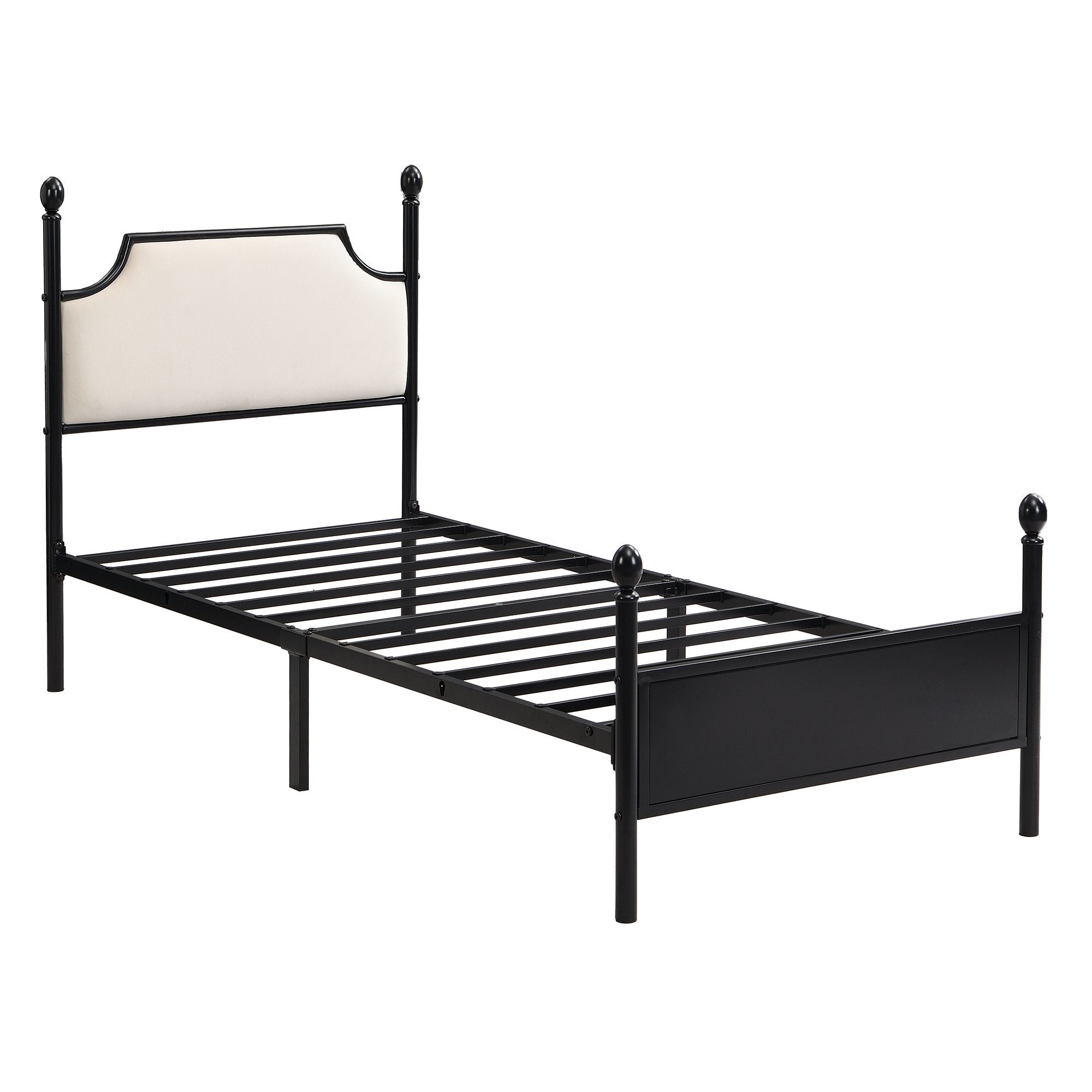 Metallbett (Einzelbett), mit Kopfteil und Lattenrost, 90x200 cm
