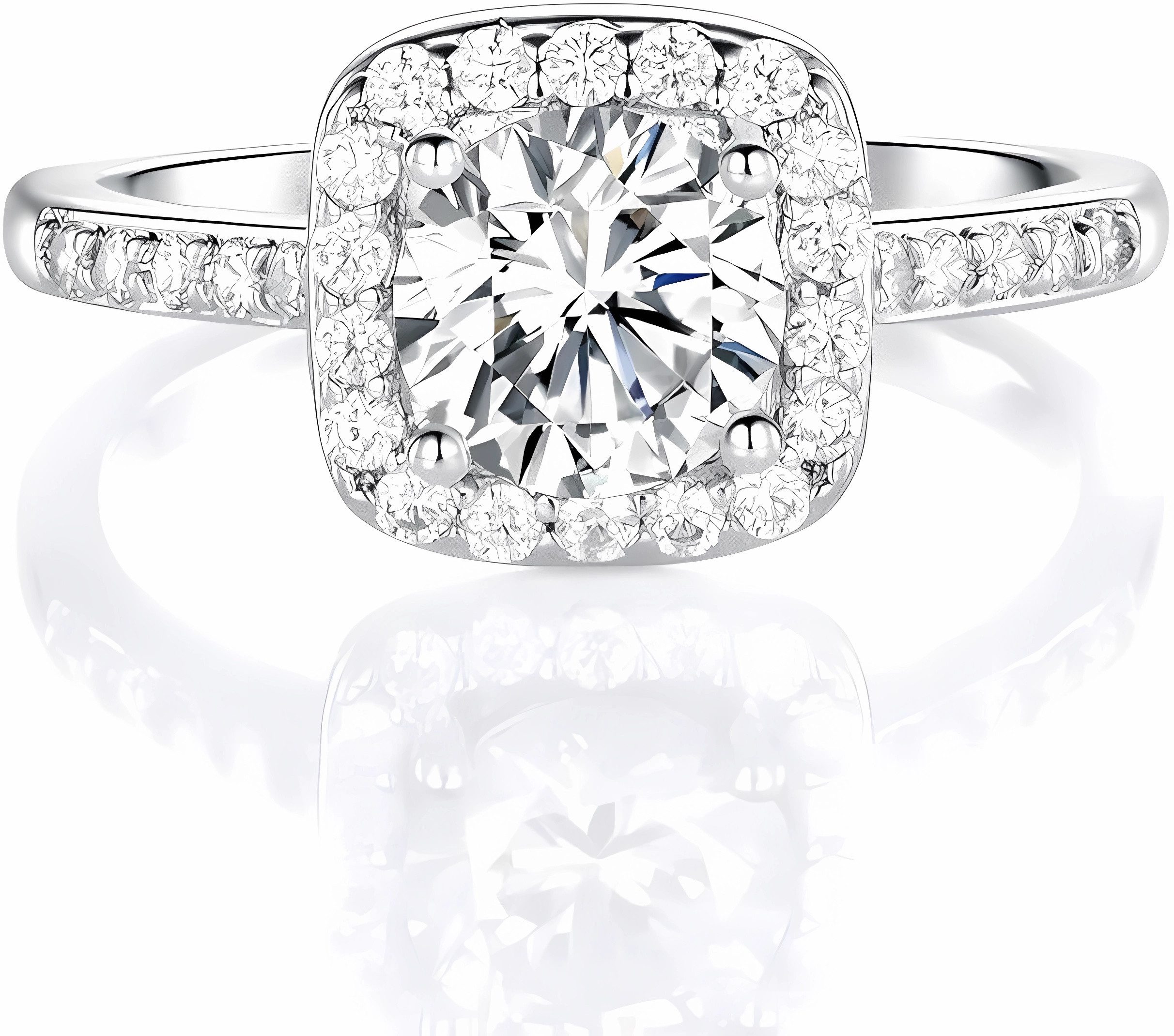 Jumpeak Diamantring 1 CT Rundschliff Surround Damen Ehering aus 585 Gelbgold, D, vs1, Jahrestag, Hochzeitsantrag, Geburtstagsgeschenk
