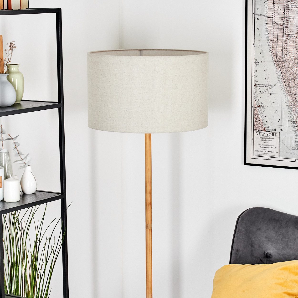 hofstein Stehlampe Stehlampe aus Metall/Holz im modernen Boho-Design, ohne günstig online kaufen
