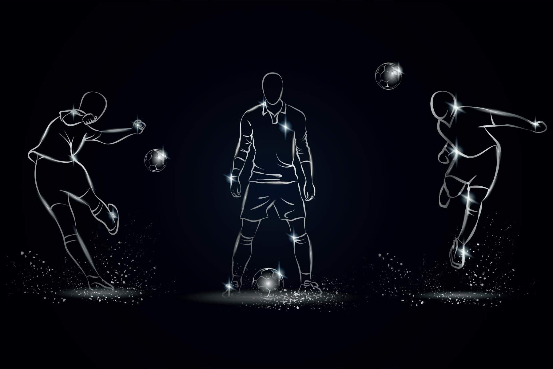 Muralo Fototapete Muster – Fototapete Wandtapete Vlies Wanddeko Wohnzimmer, bedruckt, Fußballspieler – Fußball, 104 x 70.5 cm, Selbstklebende Folie