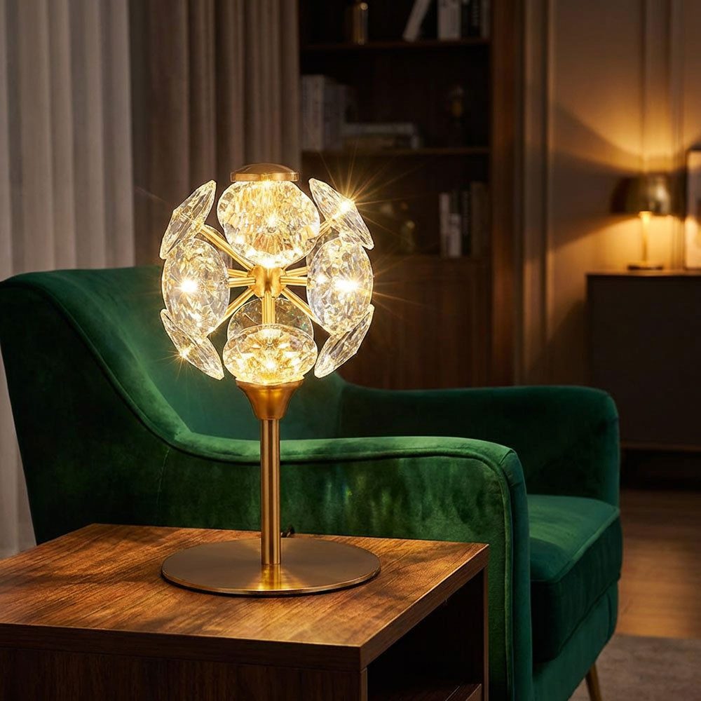 GLOBO LIGHTING LED Tischleuchte, LED-Leuchtmittel fest verbaut, Warmweiß, Tischlampe Nachttischlampe Tischleuchte Kristalllampe LED H 26,5 cm
