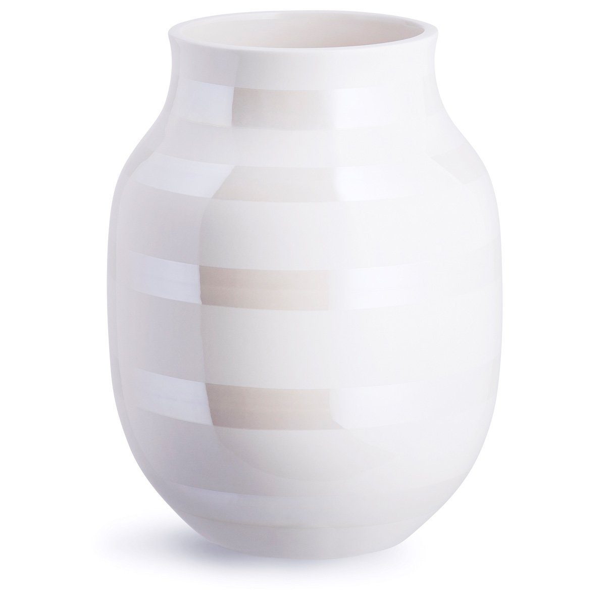 Kähler Tischvase Omaggio; Dekovase aus Keramik im Streifen-Design; Perlmutt/Weiß; Vase H 20 cm | Tischvasen