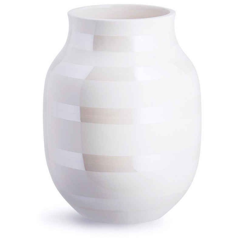 Kähler Tischvase »Omaggio; Dekovase aus Keramik im Streifen-Design; Perlmutt/Weiß; Vase H 20 cm«