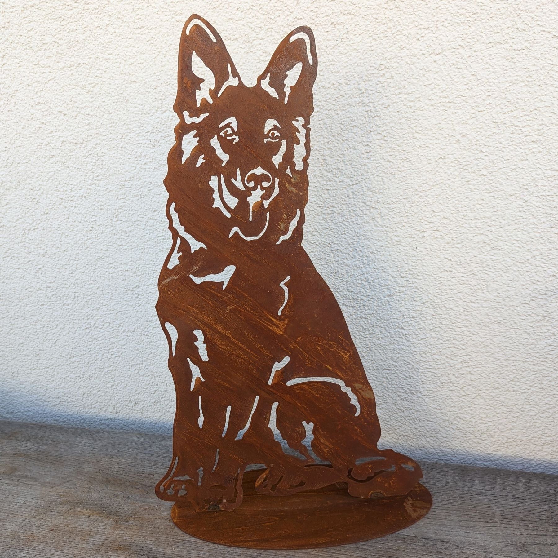 Platte St) Schäferhund Gartenfigur Edelrost-Metalldesign Dewoga Edelrost, - auf (0