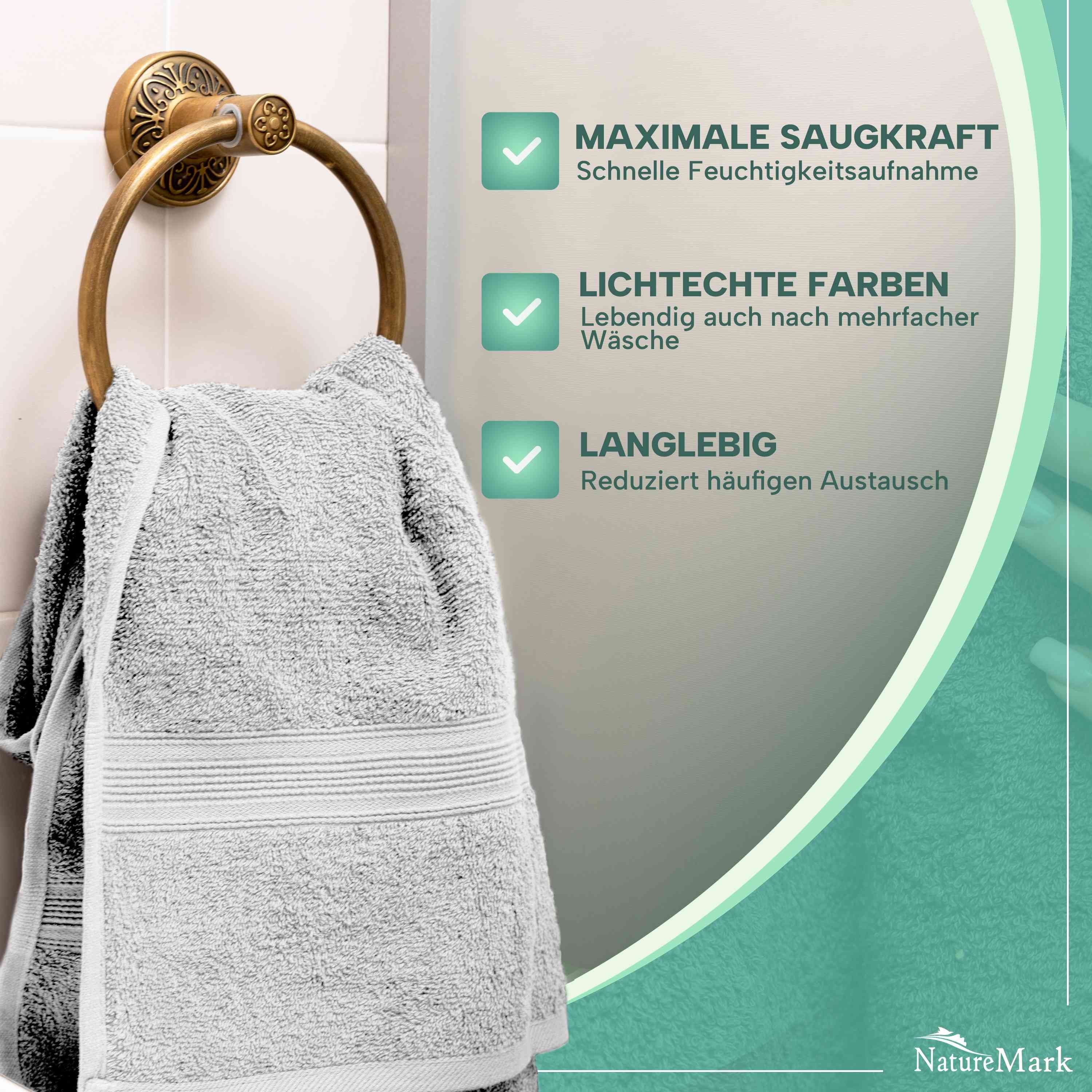 NatureMark Handtücher 8er-Set Frottier Handtücher 50x100cm, 100% Baumwolle günstig online kaufen