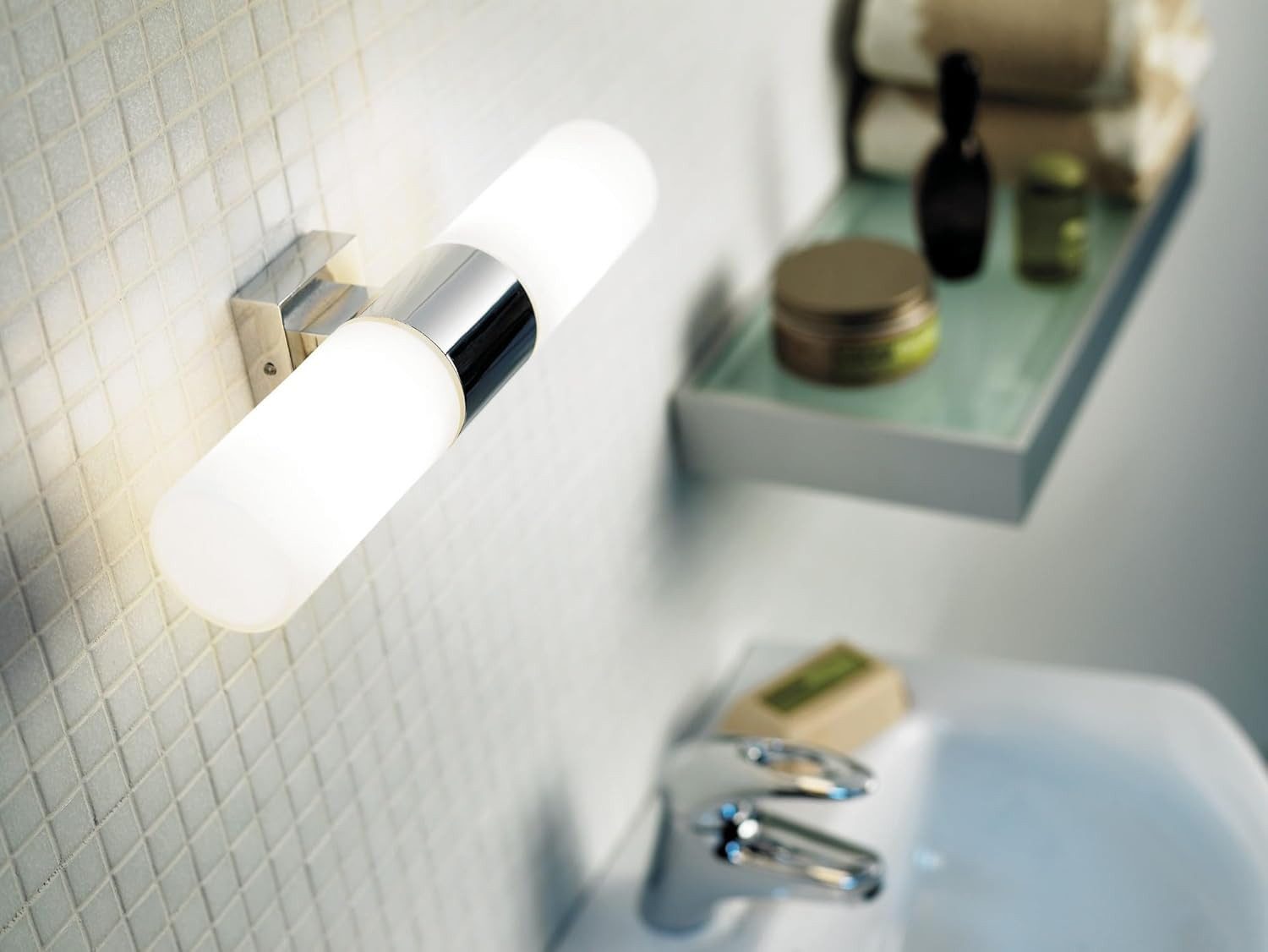 Nordlux LED Wandleuchte, P44, 2-flammig, Chrom & Opalglas