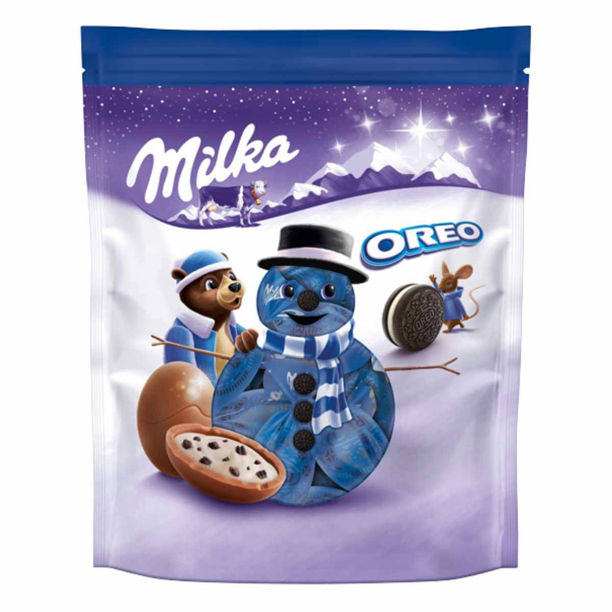 MILKA Schokolade, Milka Bonbons Oreo Alpenmilch Schokolade mit Milchcreme Füllung 86g