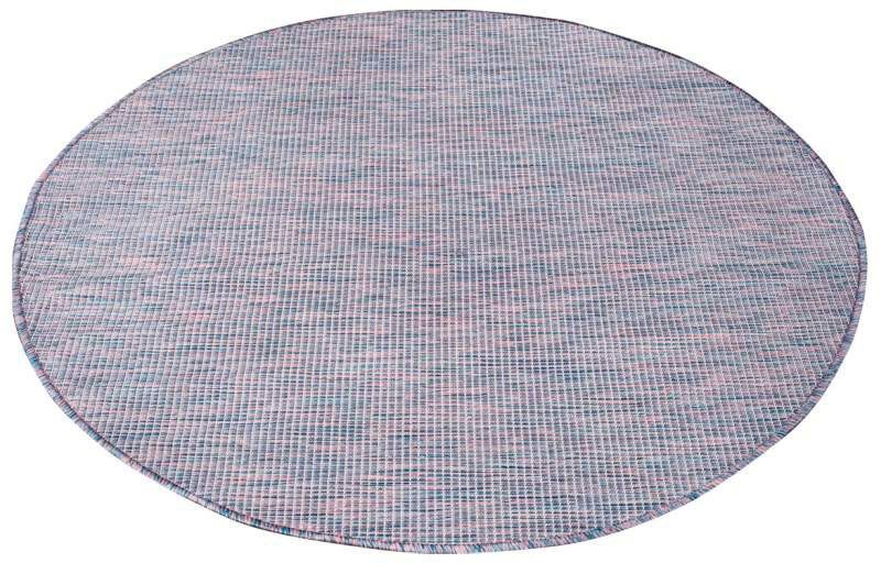 Carpet City Outdoorteppich PALM2778, rund, Höhe: 5 mm, Wetterfest & UV-beständig, für Balkon, Terrasse, Küche, flach gewebt